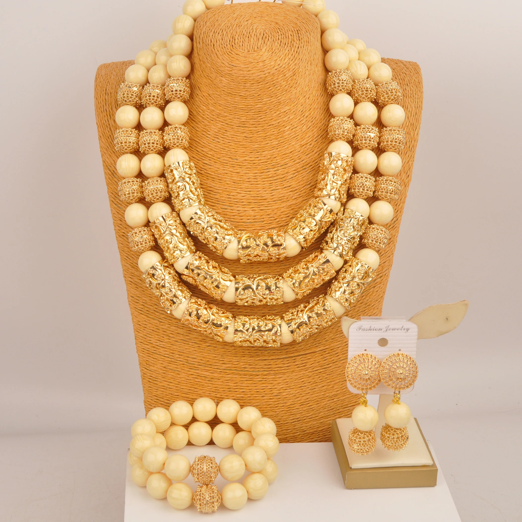 African newlyweds wedding pearl white imitation coral necklace Nigerian bride wedding jewelry couple jewelry set XIN-99