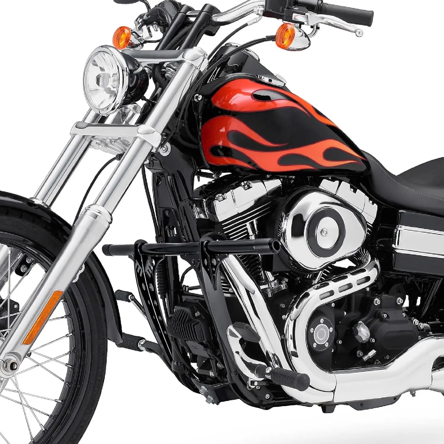 Crash Bar Flat-Out Engine Guard Gloss Black Fit Harley Dyna FLD FXD FXDB FXDC FXDF FXDL 06-17 Forward Controls or Floorboards