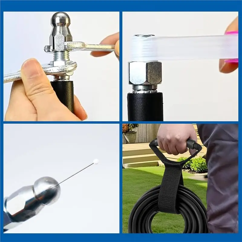 N96R For Karcher K2-K7 Pressure Washer Compatible 15M 400 Bar Pipe Cleaning Hose Set, 140° C High Temp, Includes Adapter