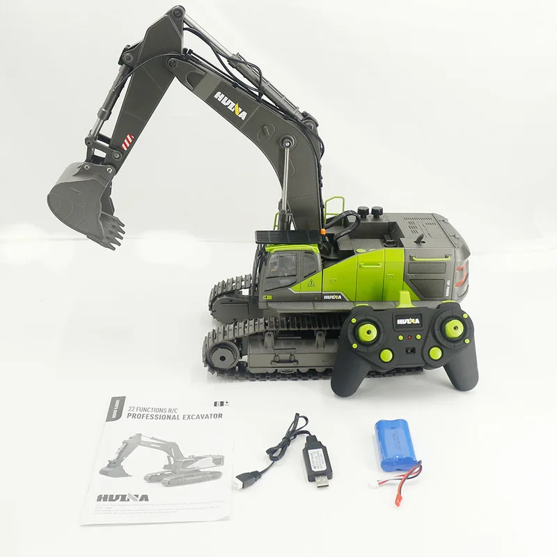 Huina 1593 1：14 Remote Controlled Excavator 28ch Electric Alloy Engineering Vehicle Hook Soil Machine Toy Car Model Toy Gifts