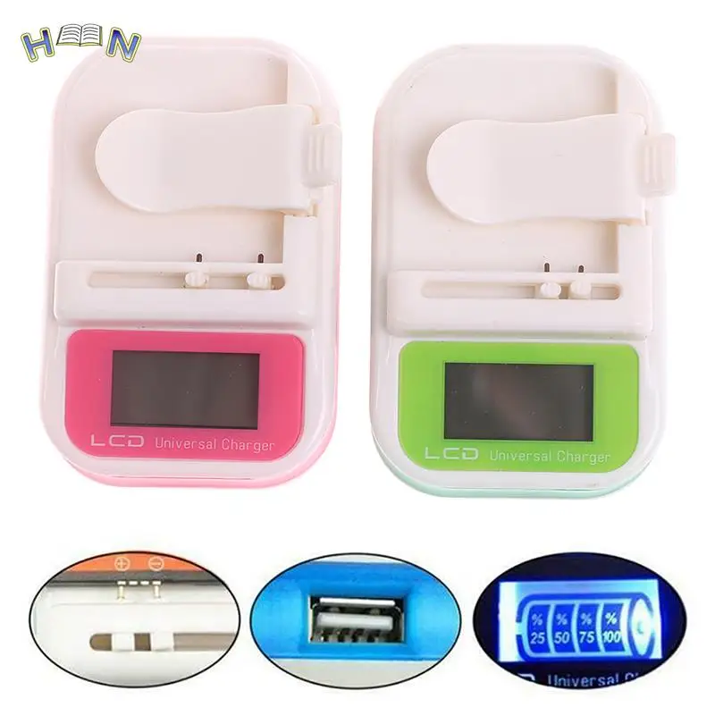 1pc Mobile Universal Battery Charger LCD Indicator Screen For Cell Phones USB-Port