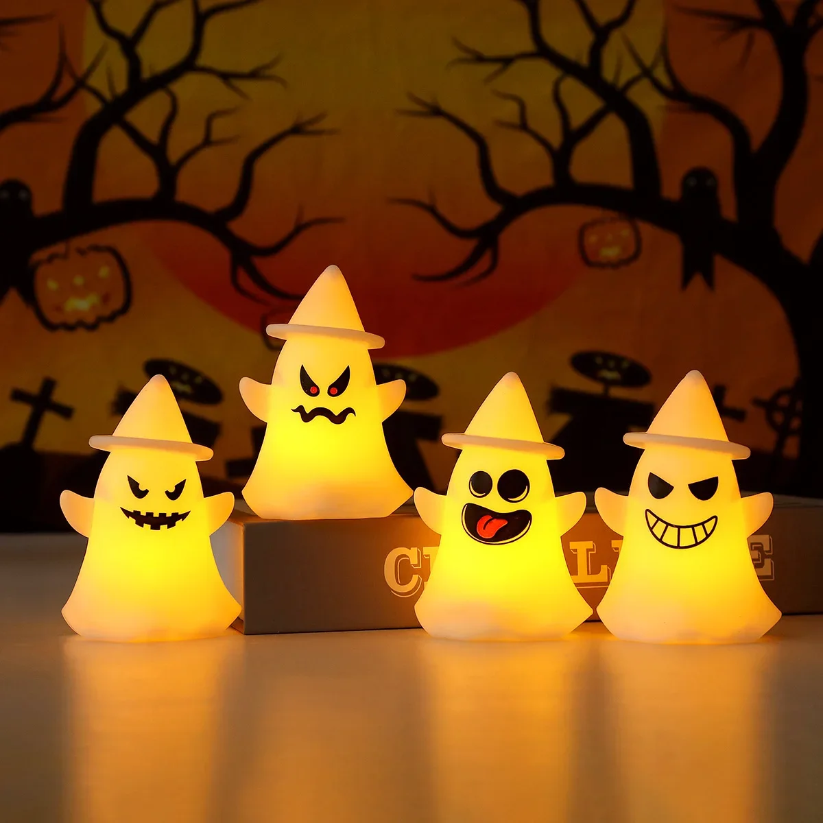 Halloween Mini Kürbis Laterne Dekorationen Halloween Süßes oder Saures Geister Ornamente Leuchtende Spielzeuge Party Dekoration Requisiten