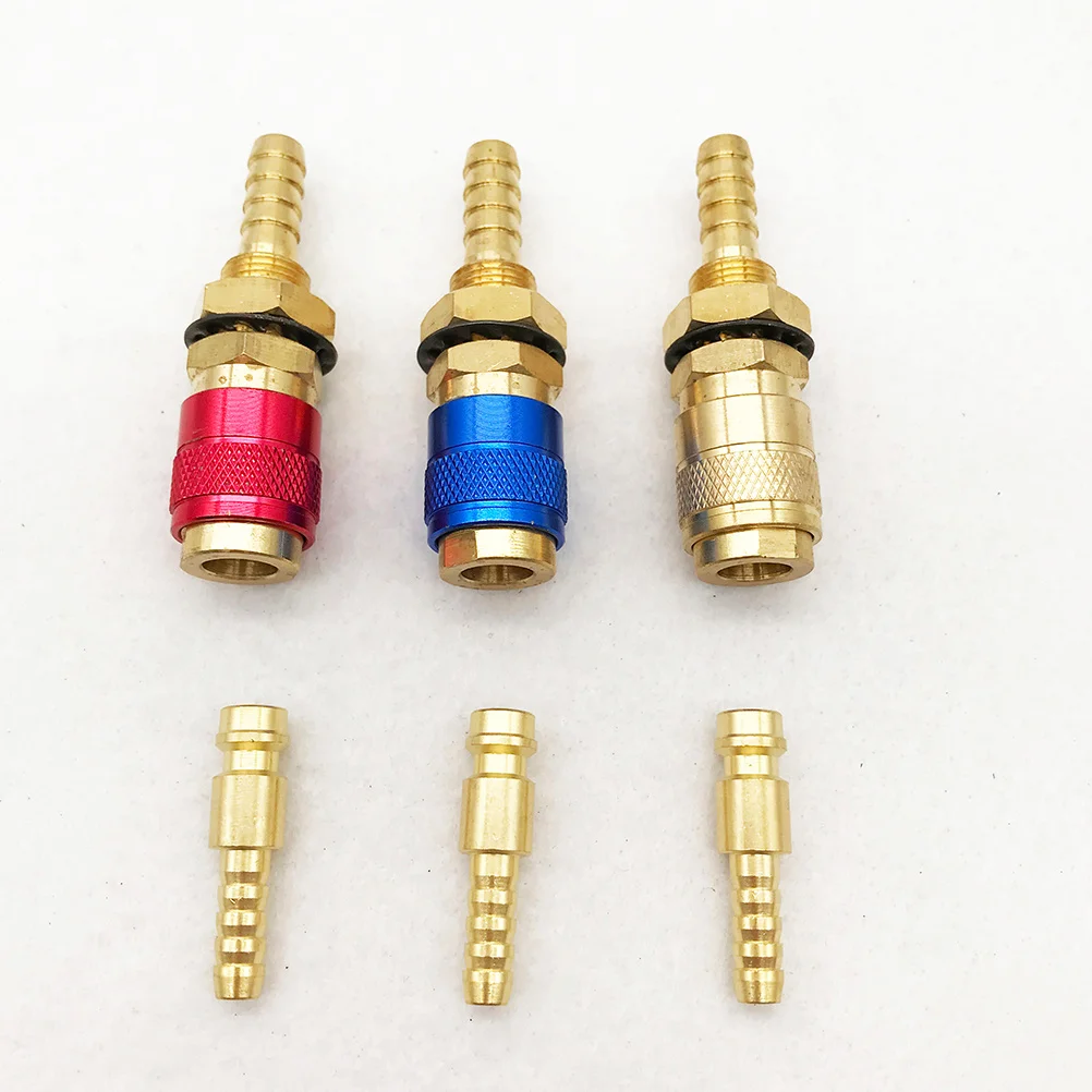 

6Pcs Professional Water Gas Quick Connector Suitable Standard Binzle Euro Torch Mig Quick Connectors