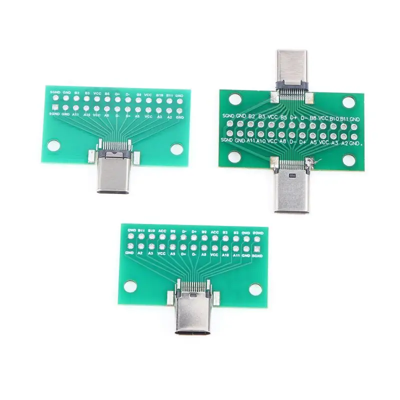 Type-C Male To Female USB 3.1 Test PCB Board Adapter Type C 24P 2.54MM Socket For Data Line Wire Transfer Connector
