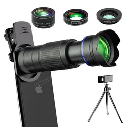 Telephoto Zoom Macro Fisheye 4-in-1 Wide-angle Lens Kit Phone Camera Lens 36X Phone Telephoto IPhone Samsung