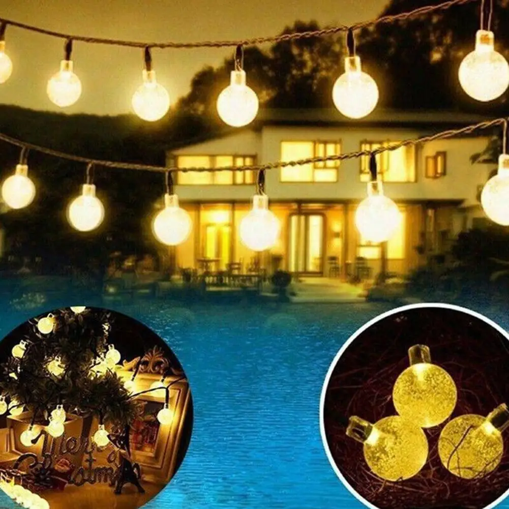 Impermeável colorido Solar String Lights, Globo String Lights para jardim ao ar livre, Yard Party Decoration, 60 LED, 36 pés, 8 modos