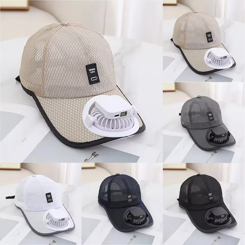 Summer Adult Solar Usb Charging Model Hat With Fan Fishing Cap Outdoor Overhanging Hat 300 Mah Current Hair Hat