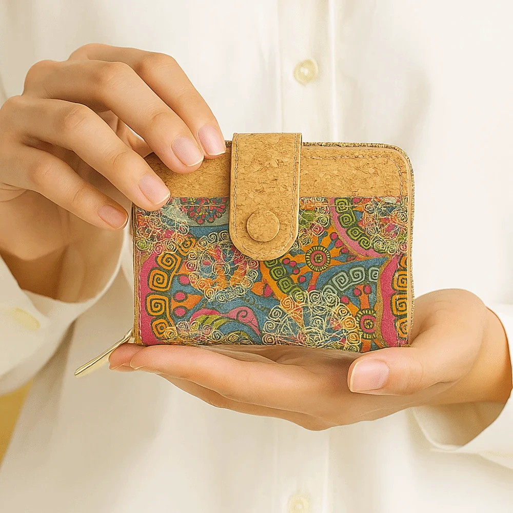

Short Zipper Retro Printed Wallet Concealed Buckle Portable Design Multi-card Slot Purse Card Slot Wood Grain Card Holder