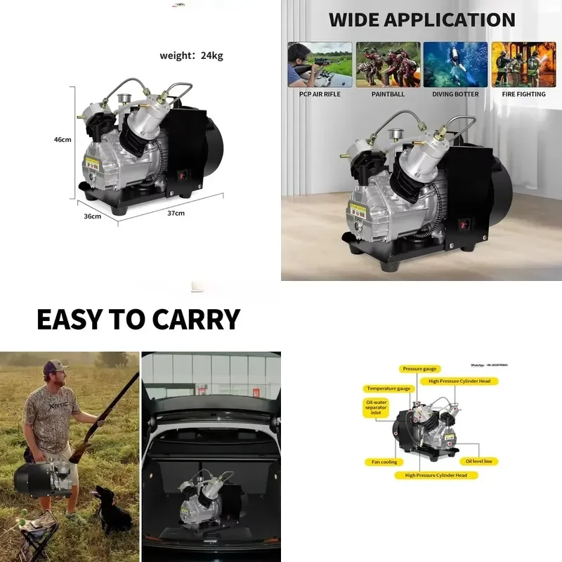  Rifle Scuba Diving Tank TXEDM041 4500Psi High Pressure PCP Air Compressor with Pneumatic Double Cylinder Built-in Fan