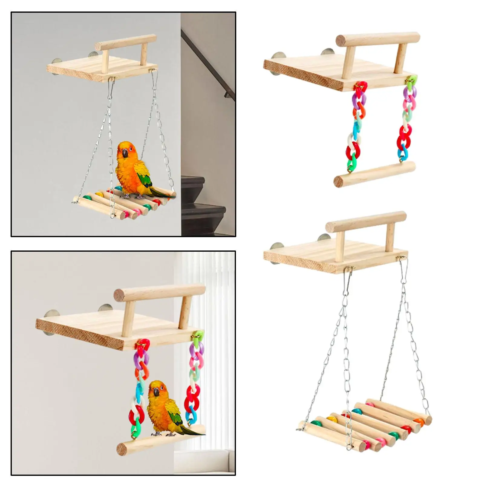 Juguete de madera portátil para loros ninfas, cacatúas y guacamayos - imagen 3