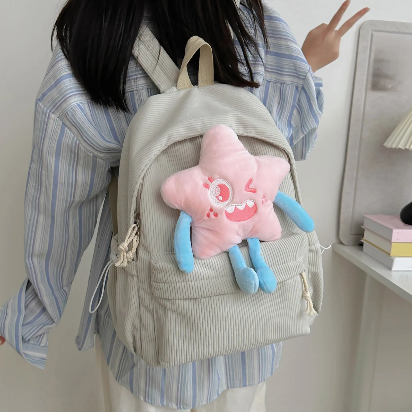 

Unique Star Plush Backpack Women'S Sweet Simple Shoulder Bag Versatile High Value Leisure Backpacks For Youth Kids