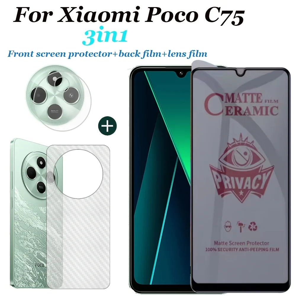 

Suitable for Xiaomi Poco C75 Anti Peeping Tempered Glass Soft Film for POCO C75 Screen Protector+lens Film+back Film