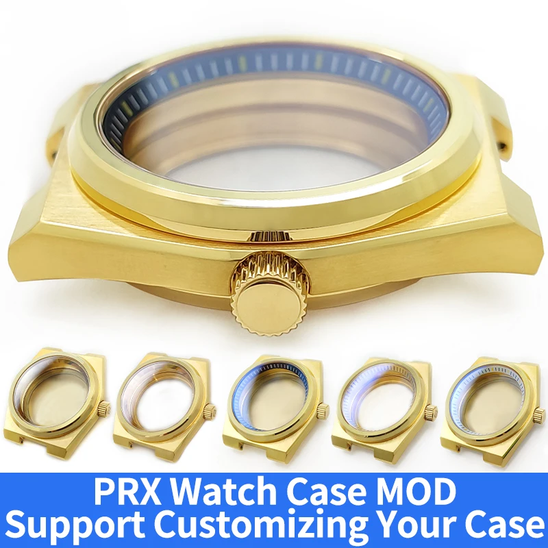 

Gold PRX Watch Case Set MDO Fits SKX007/009 NH35 Movement Stainless Steel Sapphire Crystal Chapter Ring Crown Bezel Watch Part