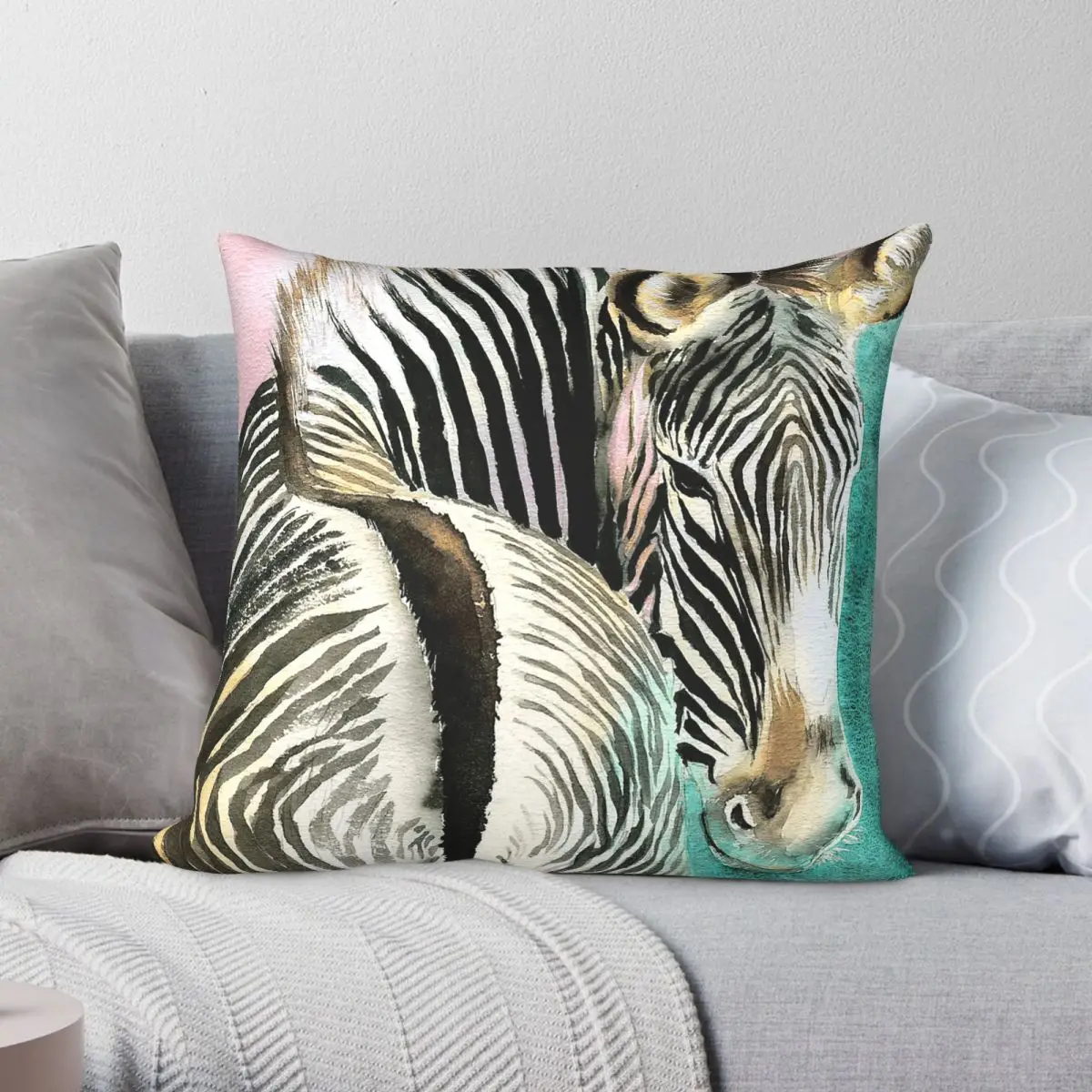 Zebra Black White Stripes Square Pillowcase Polyester Linen Velvet Pattern Zip Decor Throw Pillow Case Sofa Cushion Cover