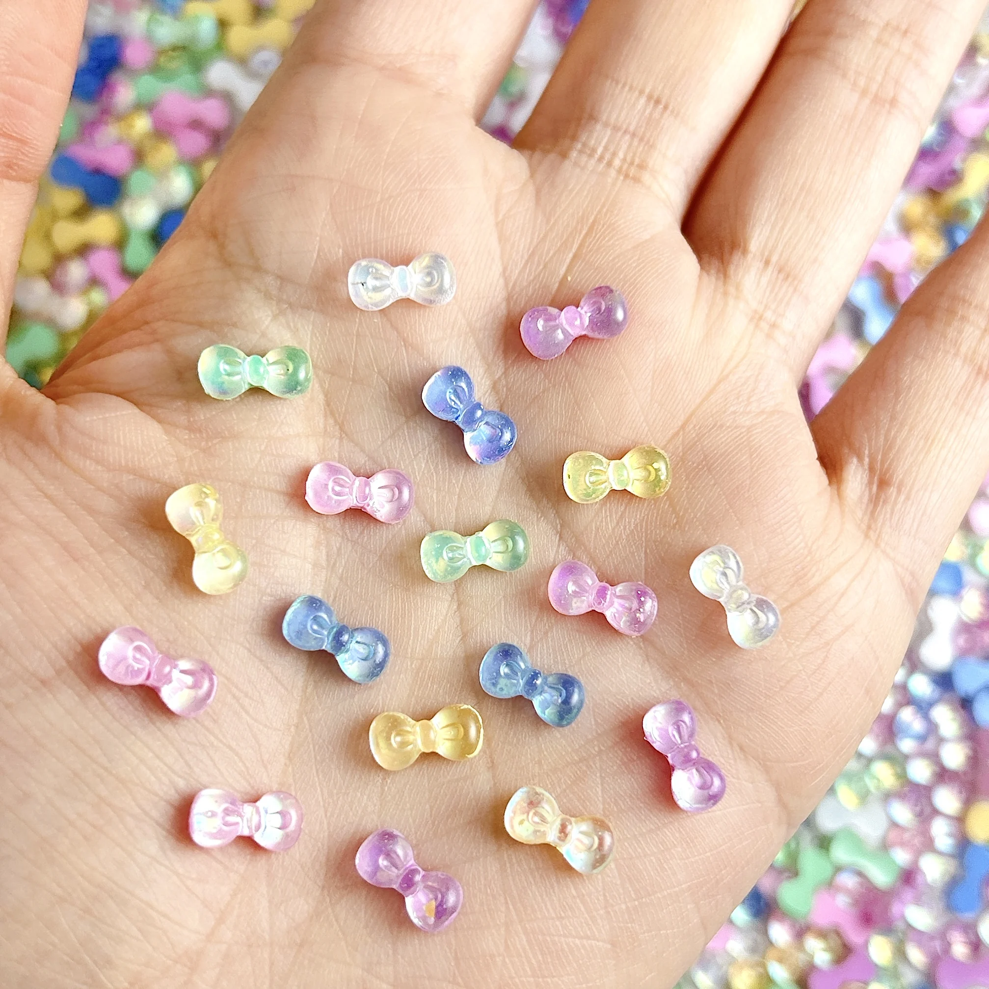 30 ชิ้น Minimalist Chubby Jelly Tie เล็บ Charms โปร่งใสสีสัน Mini Bows เรซิ่นตกแต่งเล็บสําหรับ DIY ต่างหูเล็บ