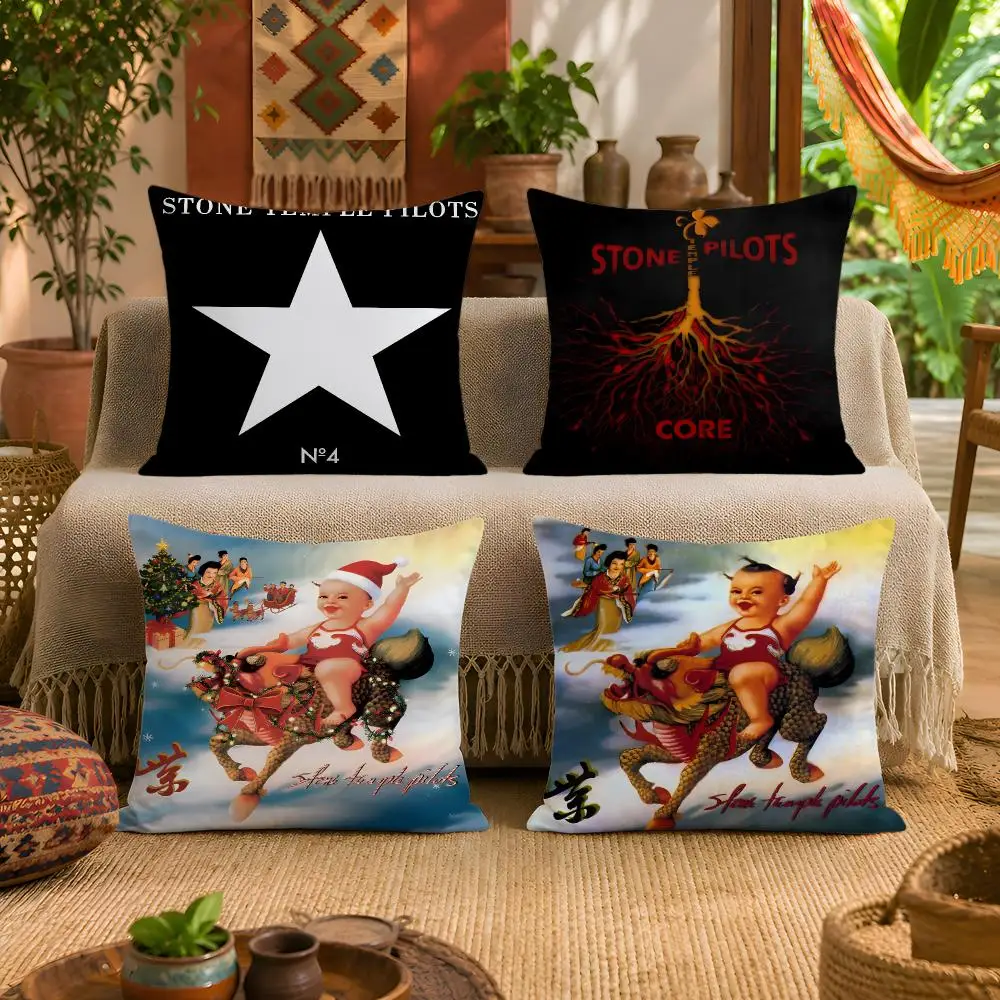 Pop Rock Band S-Stone Temple Pilots Purple Cushion Cover Plush Pillow Cover Soft Fuzzy Removable Washable Sofa Bed Bedroom Decor