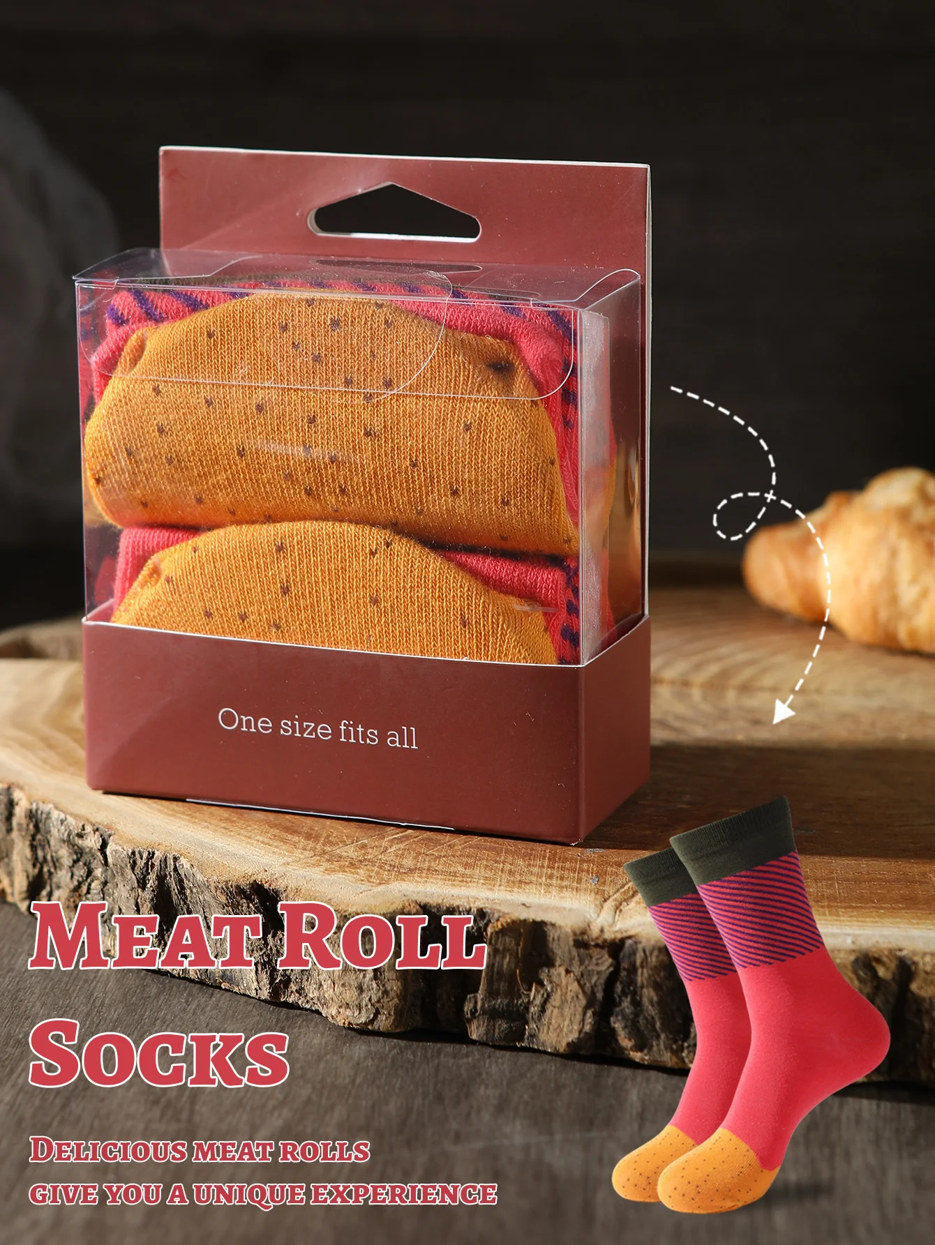 زوج واحد من جوارب منتصف الساق للرجال والنساء، مبتكرة وممتعة، جوارب صندوق هدايا بوريتو المكسيكية الملونة، نمط عصري أوروبي وأمريكي، هدية جديدة كاجوال للحفلات، عيد الميلاد، سانتا كلوز، نمط الخريف والشتاء، نمط مناسب لجميع المواسم، نمط لطيف وممتع