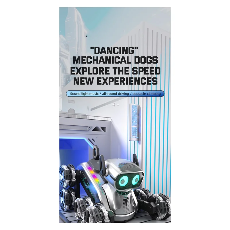 A84F-RC Stunt Drift Robot Dog Remote Control Robot Dog  With Light Music 8 Wheels Gesture Sensing Control  For Kids