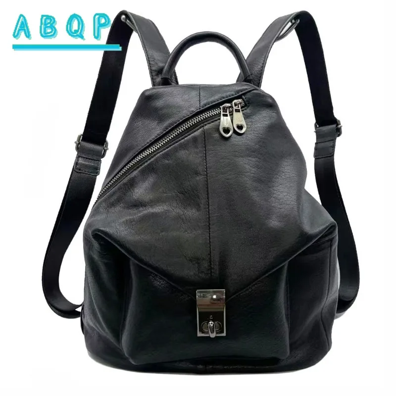 

New Women's Backpack Luxury Brand Genuine Leather Fashion Women's Backpack Black Large Capacity Travel Leisure Backpack