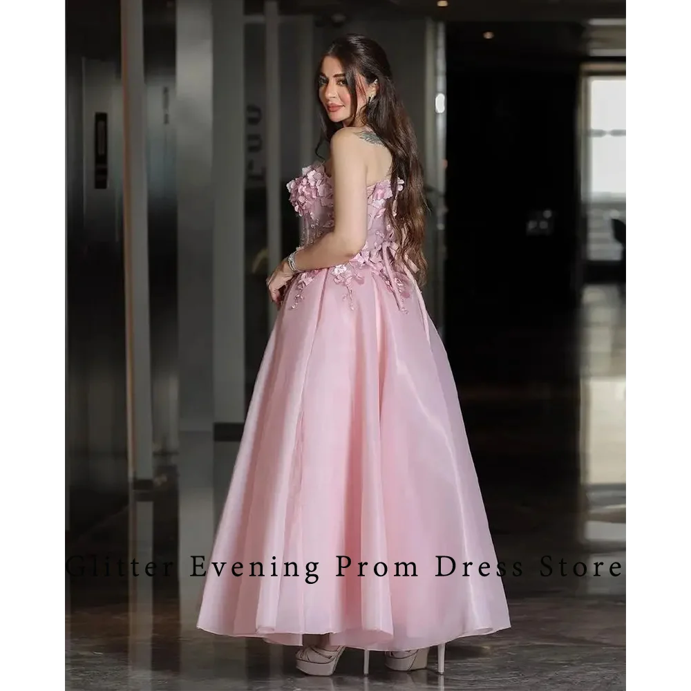 Pink Elegant Simple Prom Dresses For Women A-Line Sweetheart Flower Lace Up Custom Made Birthday Evening Grows Vestidos De Festa