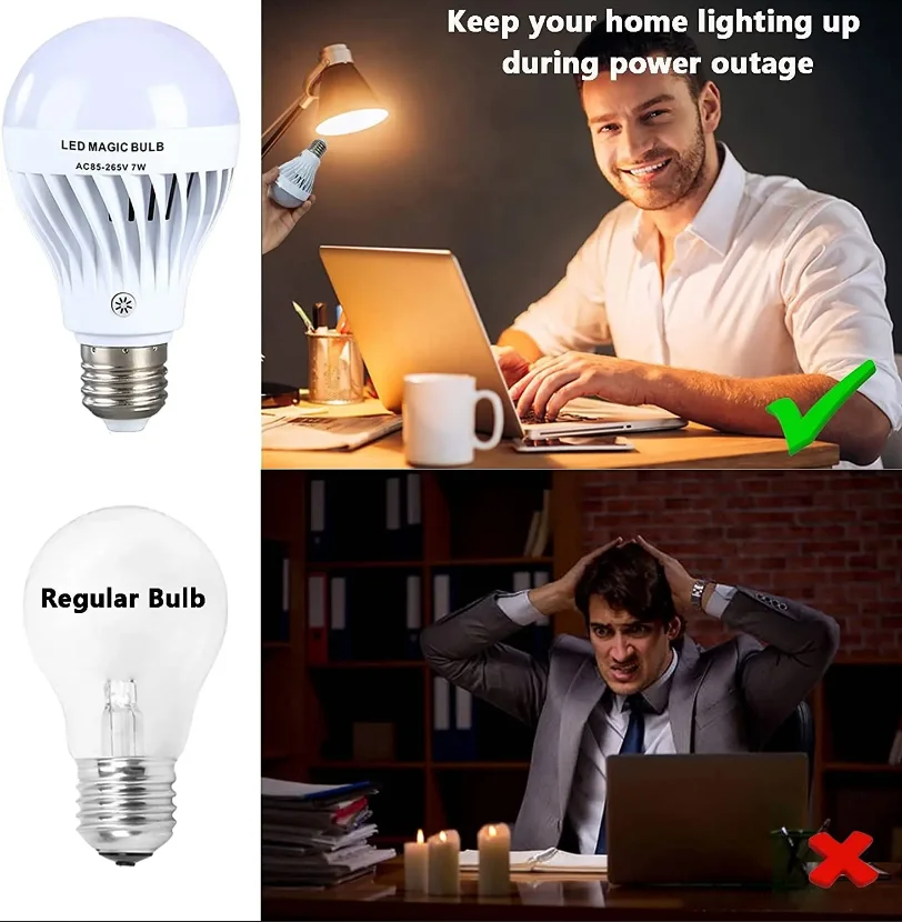 Smart E27 Emergency battery Charging Light  IR Remote Control Home Wireless Light Bulb Outdoor Tent light Camping LED Lemp