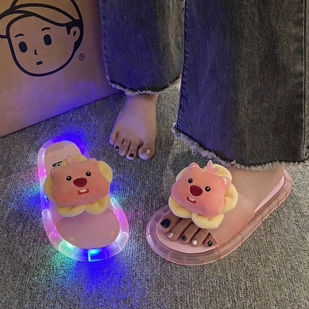 Girl Outdoor Luminous Slippers Loopy Anime Cartoon Cute Fashion PVC LED Light Sandals Women Bathroom Anti-slip Home Shoes