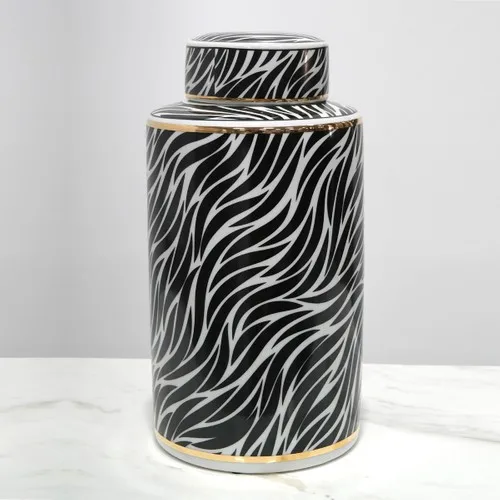 Heraksesuar Decorative Black White Cylinder Cube