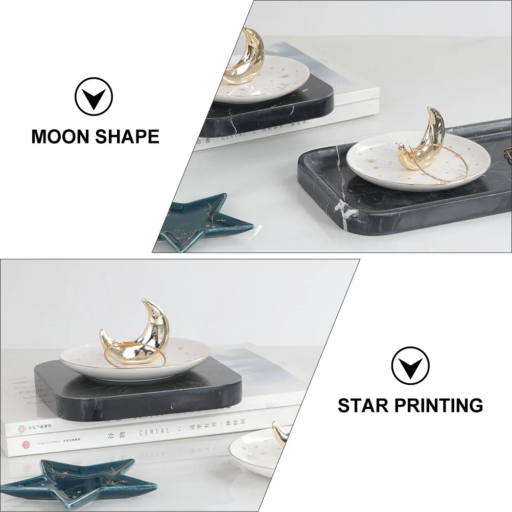 

1Pcs Elegant Jewelry Display Dish Ceramic Storage Tray with Moon and Star Design High-End Home Decor for Gold Store Display Use