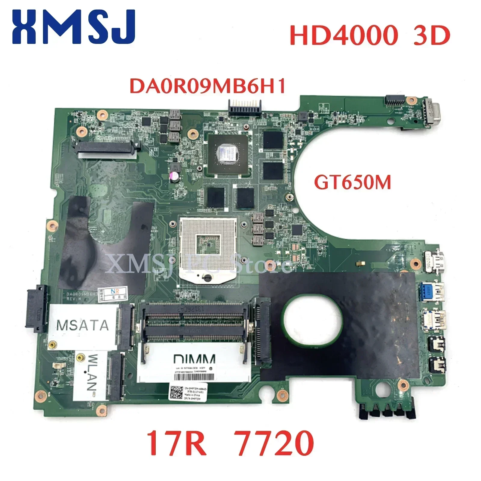 XMSJ For DELL 17R 7720 DA0R09MB6H1 DA0R09MB6H3 CN-0MPT5M MPT5M 0MPT5M Laptop Motherboard GT650M 2GB GPU HD4000 3D Version