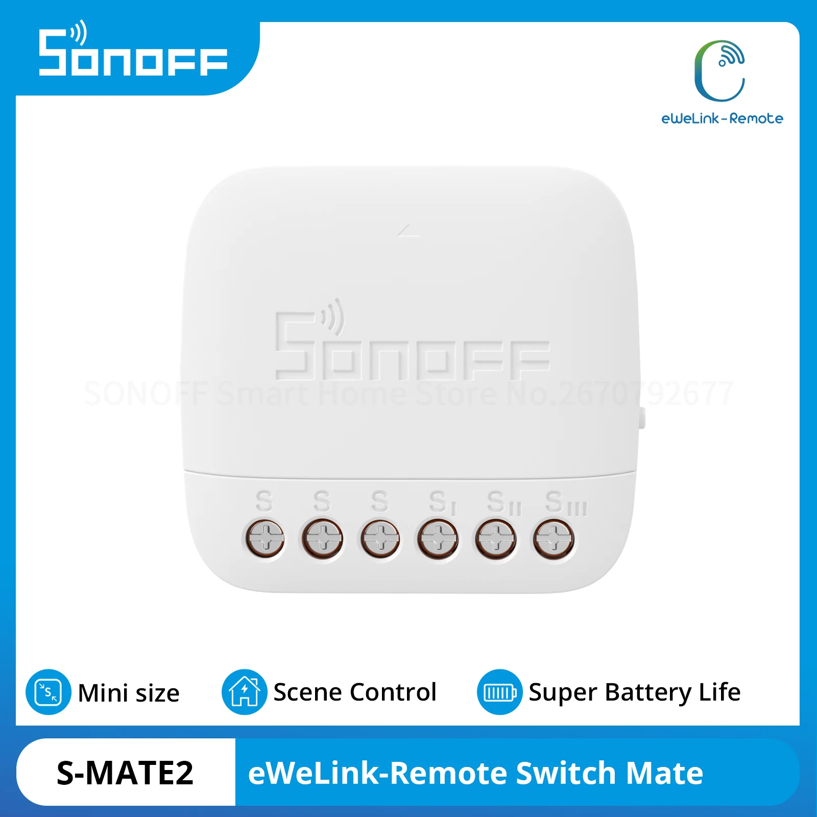 SONOFF S-MATE2 MINI Size Switch Mate Smart Home Scene Linkage Support Mechanical Switch eWeLink Remote Control Alexa SmartThings