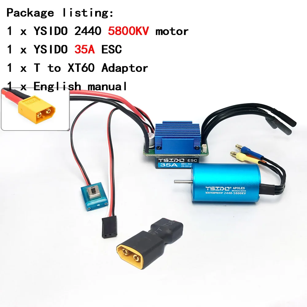 2435/2440/2838/2847 borstelloze motor 35A/45A ESC-combo voor Wltoys 124016   Remo Hobby XLH Timaya Redcat 1/12 1/14 1/16 RC Bootauto