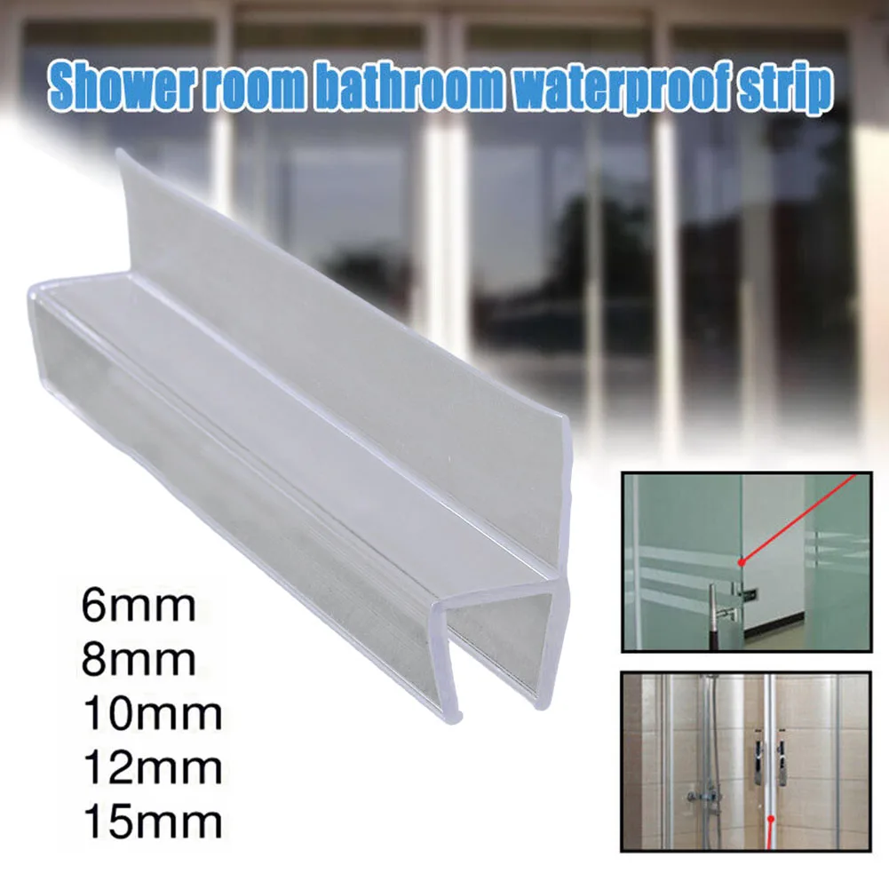 50cm Bath Shower Door Weatherstrip Seal 6/8/10/12/15mm For Shower Screen Door Sealing Strip Water Deflector Transparaent