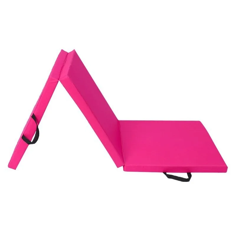 

Red Foldable Yoga Mat with A PU Surface; This Three-fold Exercise Mat Is Easy To Store and Serves Multiple Purposes