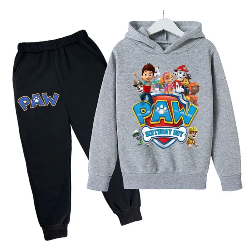 2pcs PAW Patrol กางเกง Hoodie ชุดเด็กอะนิเมะแฟชั่นกางเกงยาวเสื้อชุดเด็กหญิงฤดูใบไม้ร่วงฤดูหนาวชุดกีฬา