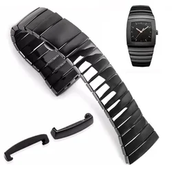 Watch Band For Rado SINTRA Series Black Ceramic Strap for Men Women Bracelet Double Press Folding Buckle Bracelet 17mm 26mm 29mm