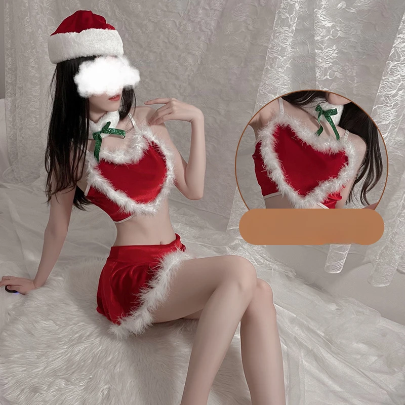 

Новый женский эротический Женский бархатный Рождественский костюм с надписью «Love Cute Sweet», привлекательный соблазнительный костюм-униформа для кровати, мисс