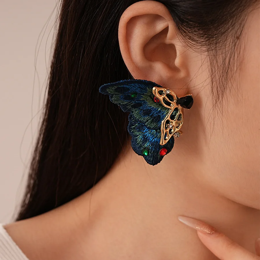 Vintage Lace Butterfly Crystal Stud Earrings – Daily Banquet Festival Jewelry, Perfect Gift for Ladies