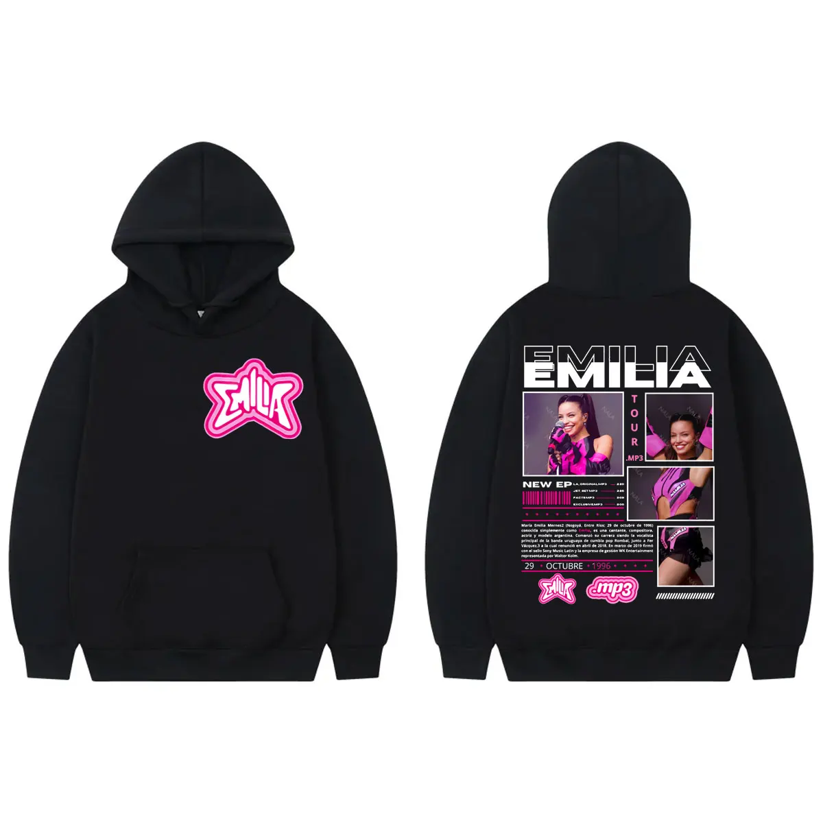 

Emilia Mernes MP3 Tour Double Sided Graphic Hoodie Men Women Clothing Fashion Y2k Pullovers Casual Loose Long Sleeve Sweatshirts