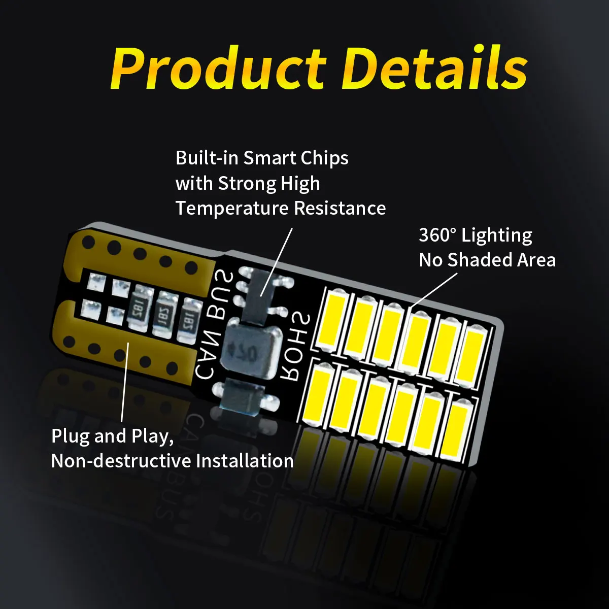 2/10/T10 W5W LED Car Brake Turn Signal Light Bulbs 6000K White CANBUS 4014 24SMD 12V Automotive Lighting CAN-BUS Error Free