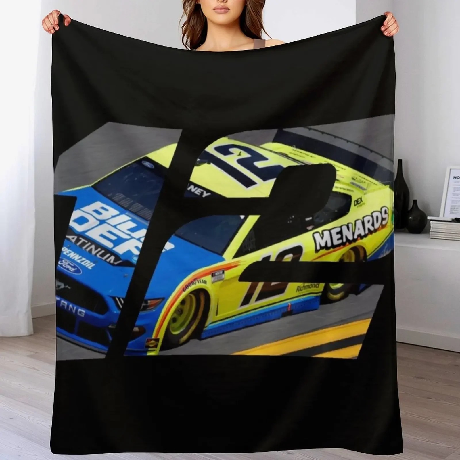 

Ryan Blaney Car 12 Throw Blanket Sofa Shaggy Warm For Sofa Thin Blankets