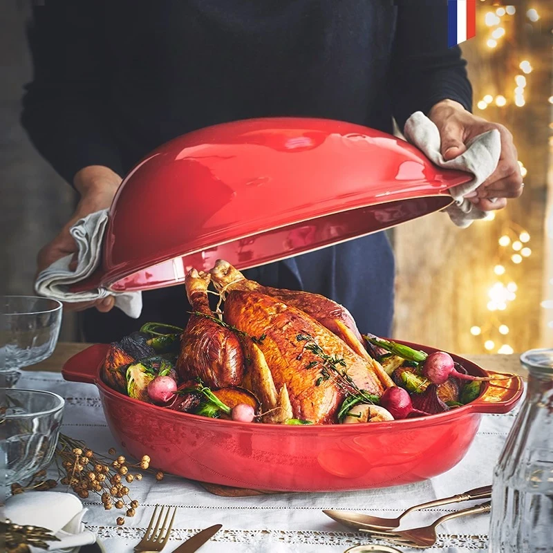 

Ceramic baking pan with lid roast turkey roast fish oven home baking utensils