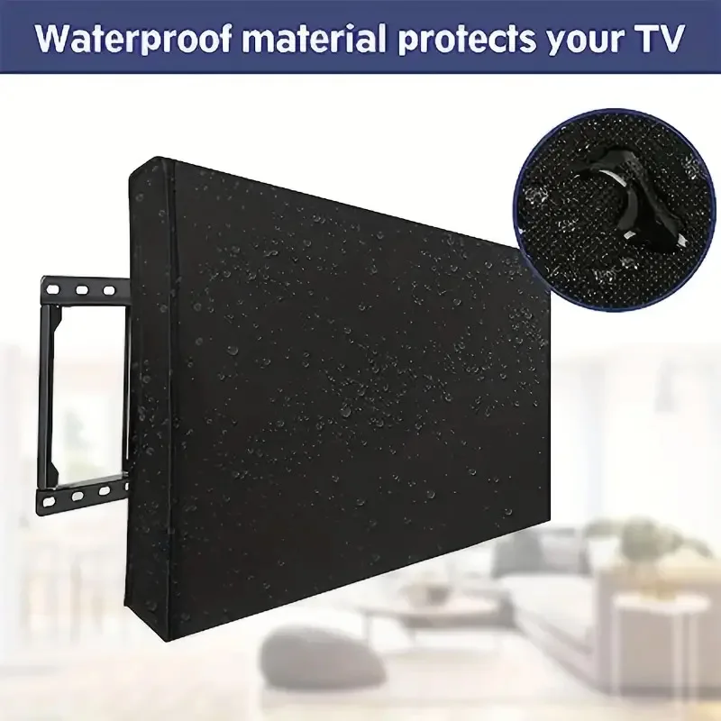 600D Thick Fabric Cover For Outdoor TV Or Outside TVs With Remote Control Pocket Waterproof, Weatherproof And Dust-Proof TV