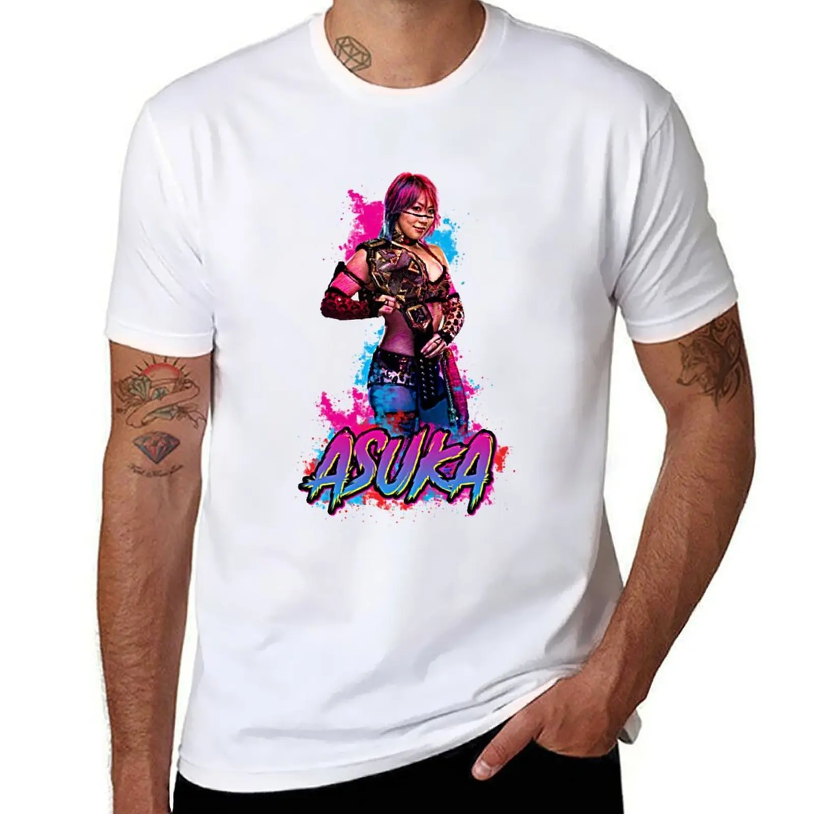 تي شيرت Asuka Asian Wrestler تي شيرت للرجال من القطن تي شيرت قطني للرجال