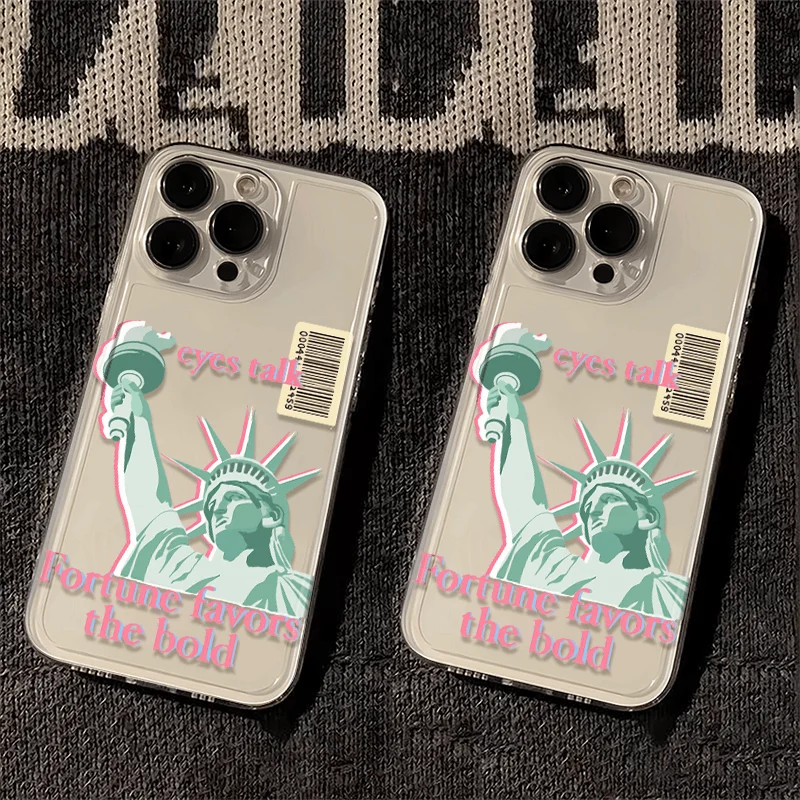 Clear Phone Case For Samsung S22 S25 S24 Ultra Plus FE A36 A54 Note20 A35 A55 A56 A53 S23 S26 Soft TPU Statue Of Liberty Cover