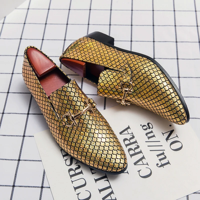 Italian Luxury Gold Leather Shoes Men Pointed toe Dress Shoes Man Oxford High quality Wedding Shoes Men Social Shoes Size 48