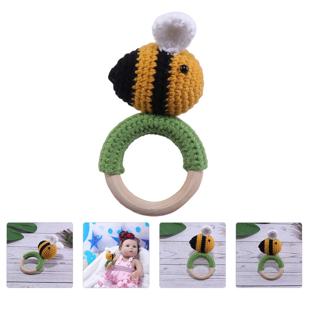 Hand Bell Stuffed Kids Baby Grasping Manual Wooden Knitting Knitted Toddler