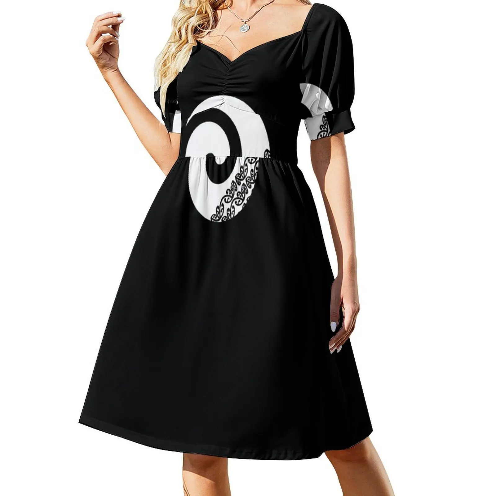 

Maori Koru New Beginnings Icon White Short Sleeved Dress prom dresses 2025 Clothing female dresses korean style Dress