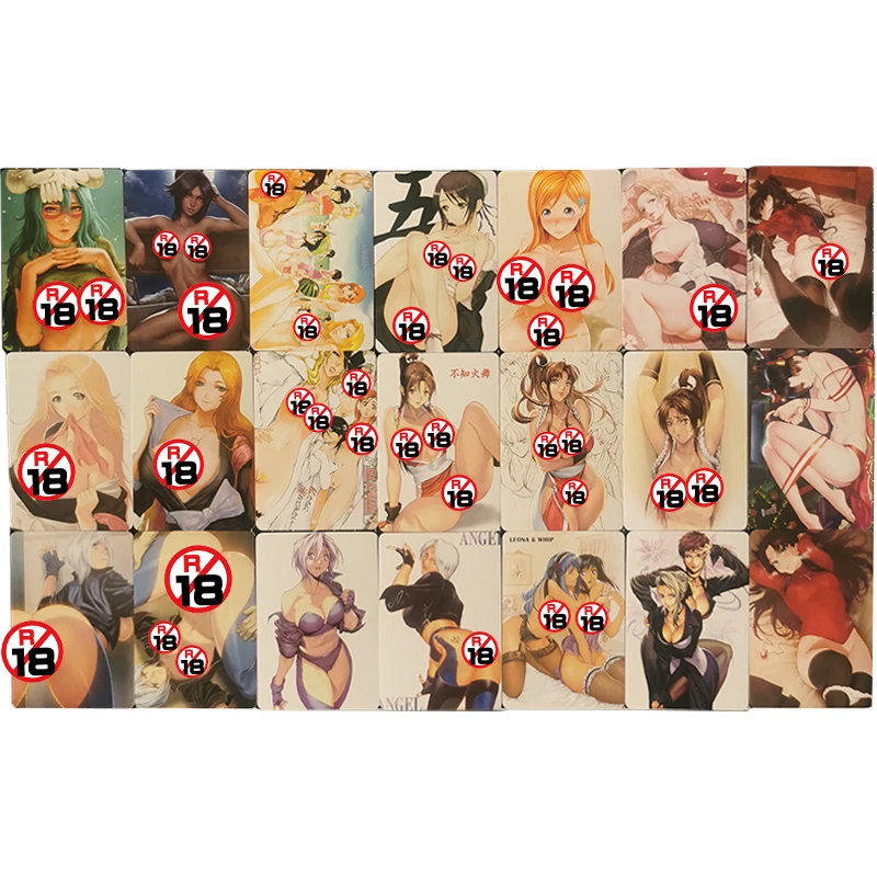 In Stock 22Pcs/set Sexy Anime Girl Cards Matsumoto Rangiku Mai Shiranui Tohsaka Rin Leona Whip Game Collection Cards Xmas Gifts