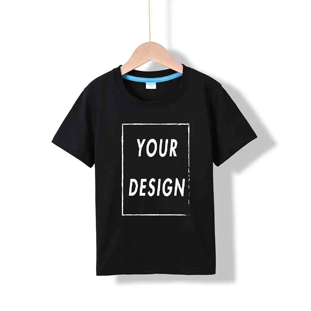 Children's Cotton Custom T Shirt Make Your Design Logo Text EU Size for Boys and Girls Front Back Both Side Personalized Tshirt