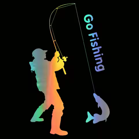 Car Sticker 3D 9.2cm*15.2cm Go Fishing Fashion Decal Funny Sticker On Car Funny Stickers and Decals Vinyl Car Styling